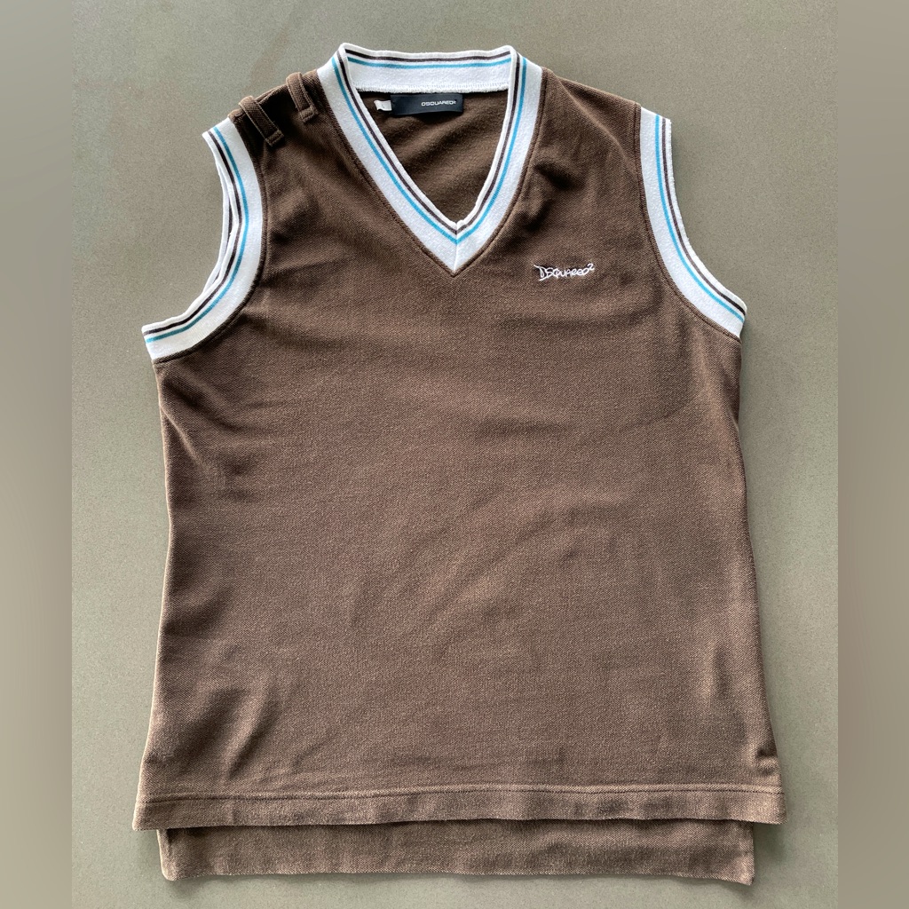 Dsquared2 Brown Tank Top With Blue Accents